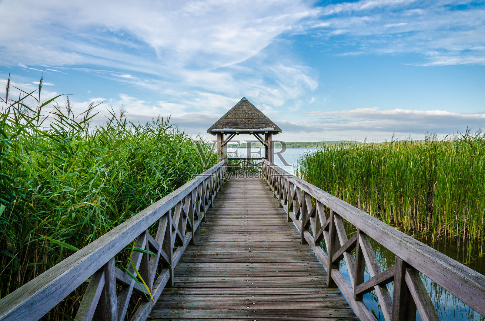 泽尔克见，Neustrelitz附近的Seepavillon照片摄影图片