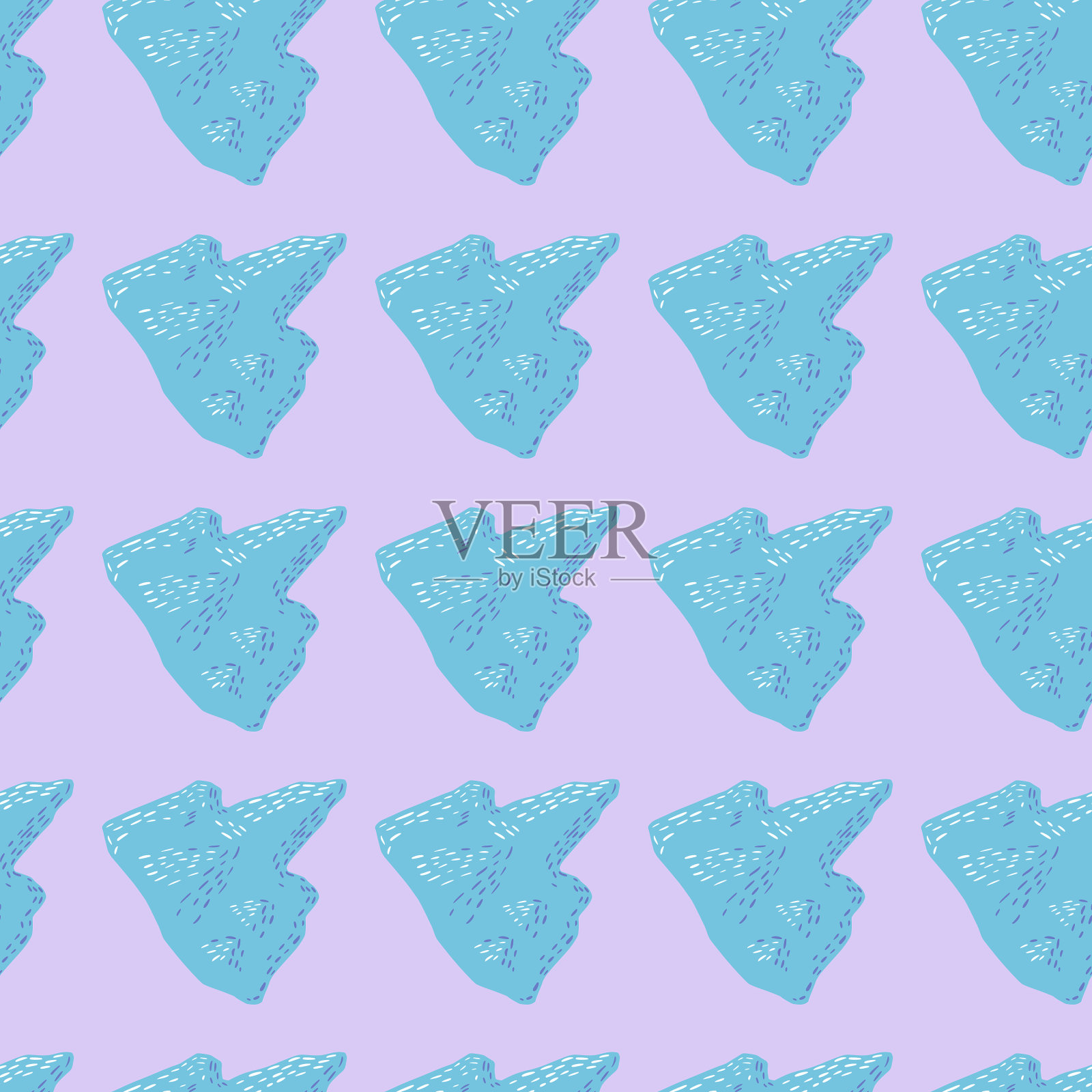 淡色调无缝图案与装饰蓝色插画图片素材