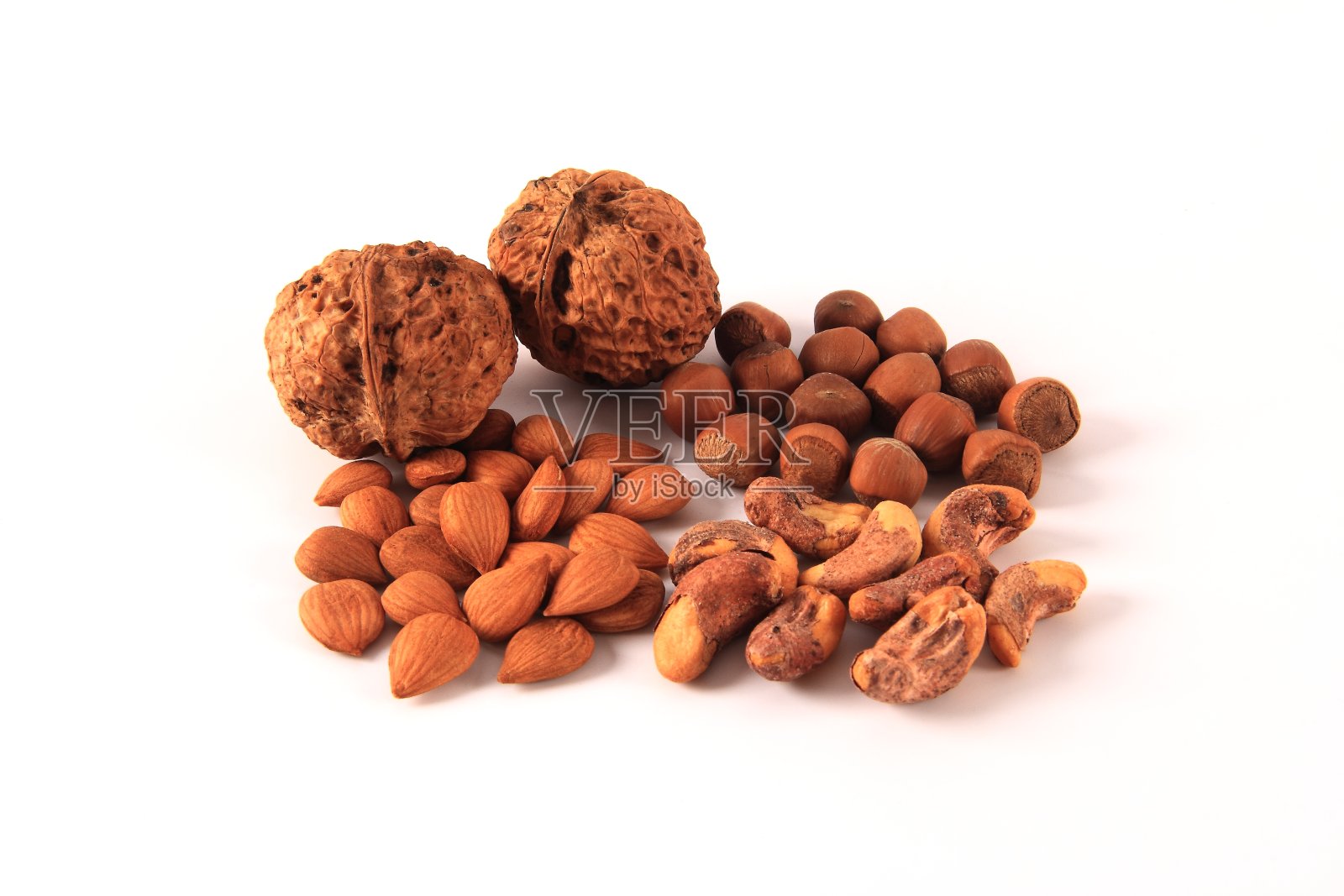 榛子，核桃，杏仁和腰果照片摄影图片