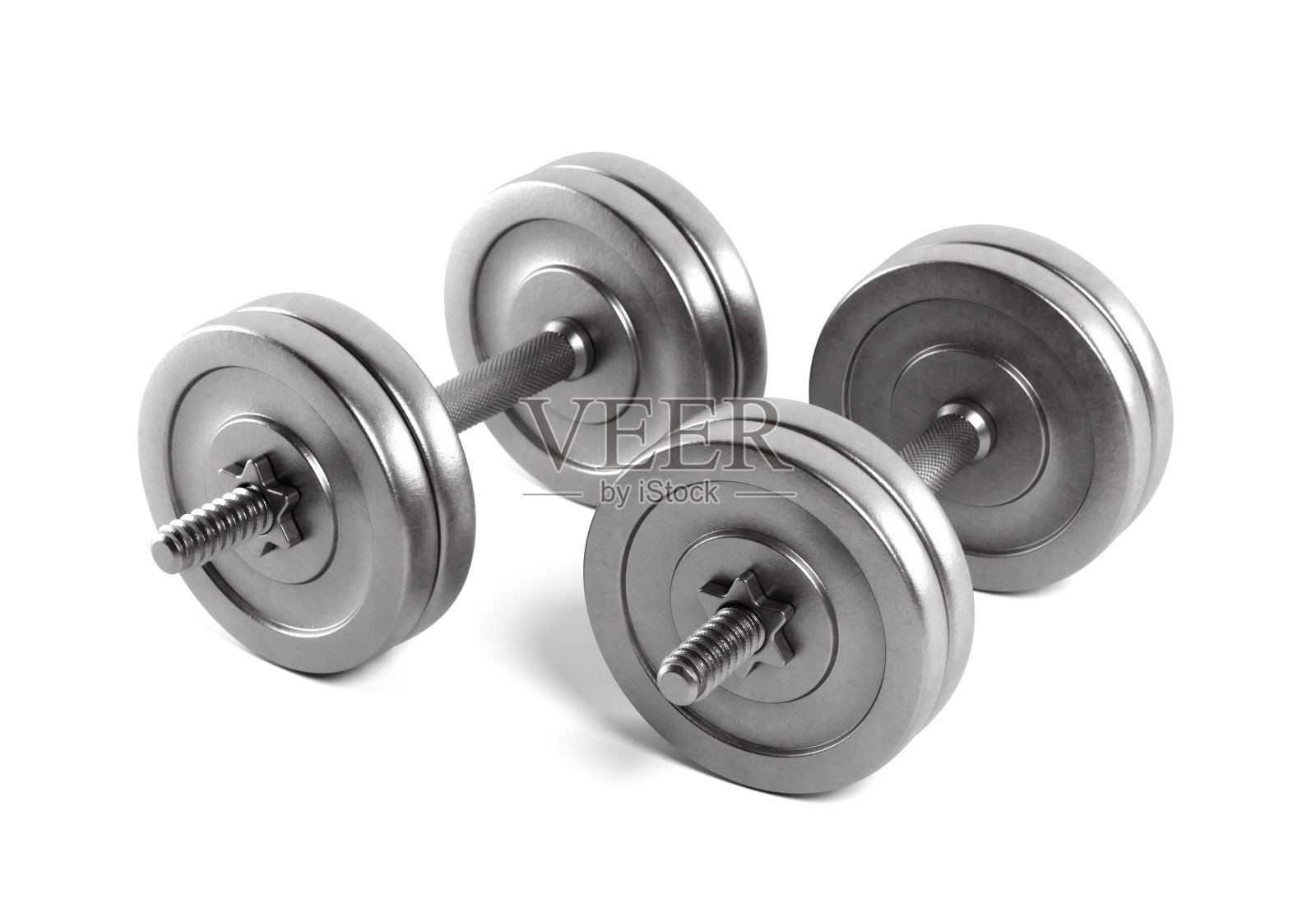 白色背景的金属哑铃照片摄影图片