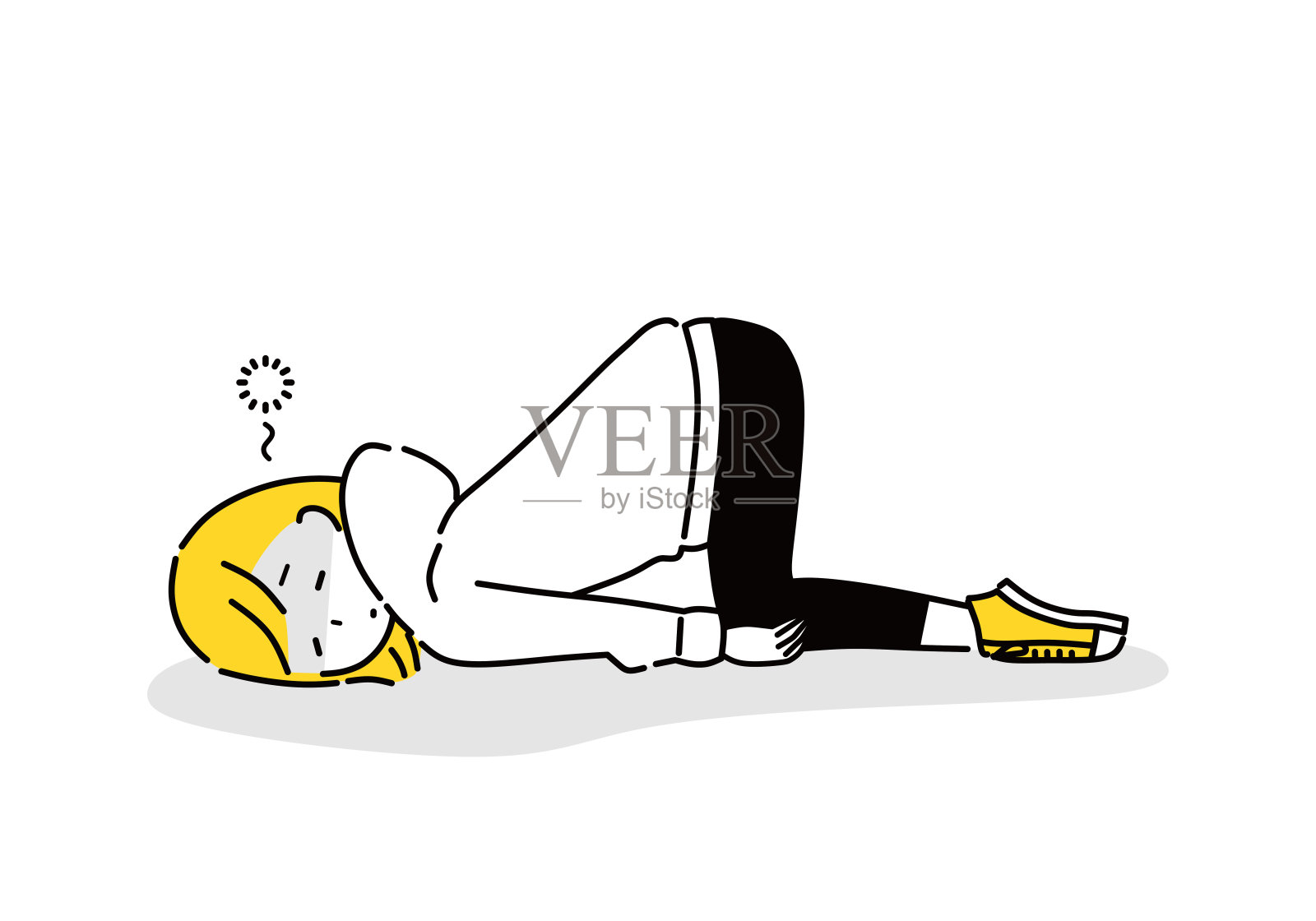 一个绝望和疲惫的女人。插画图片素材