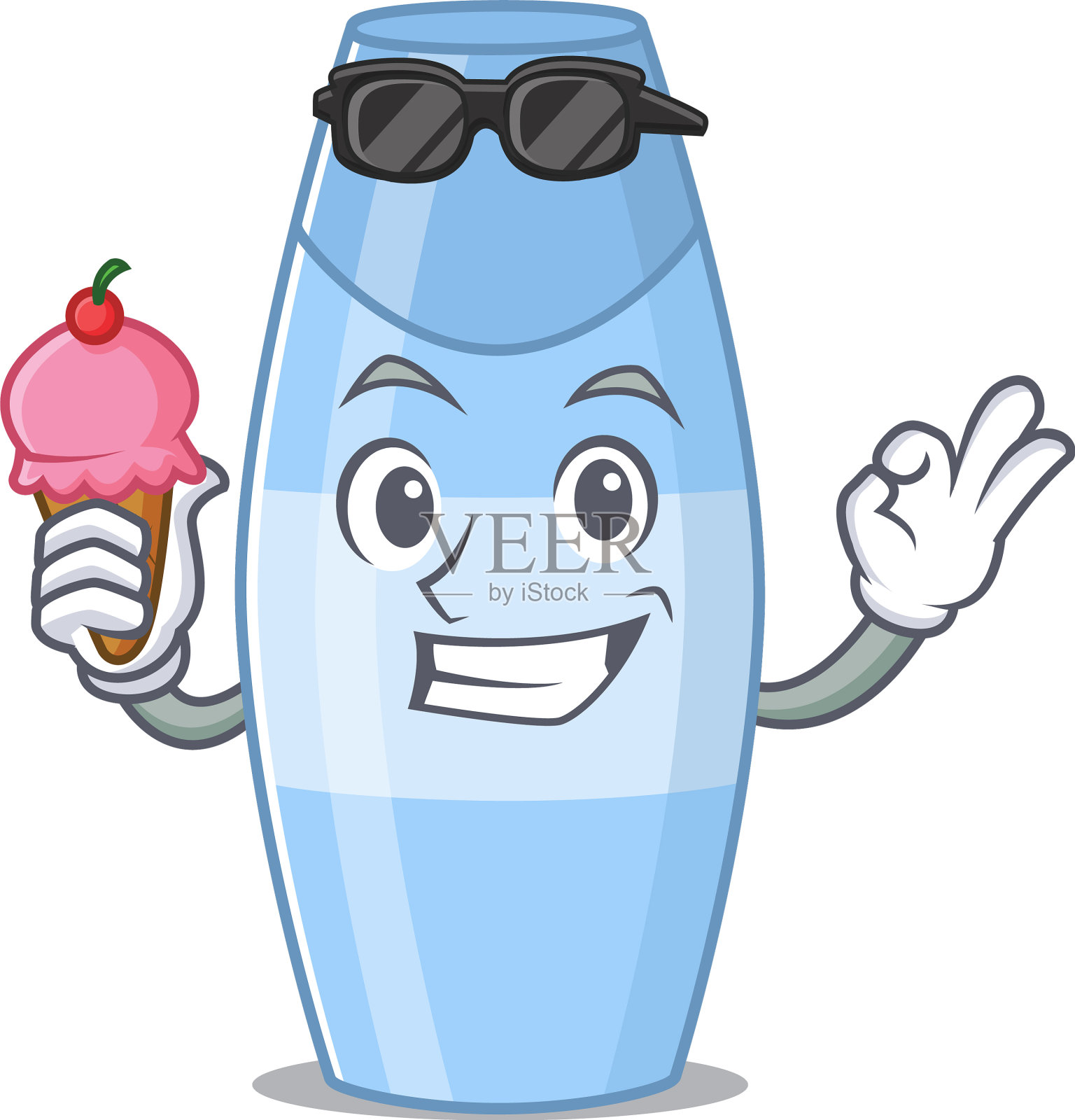 一款带有蛋筒冰淇淋的漫画造型洗发水设计元素图片