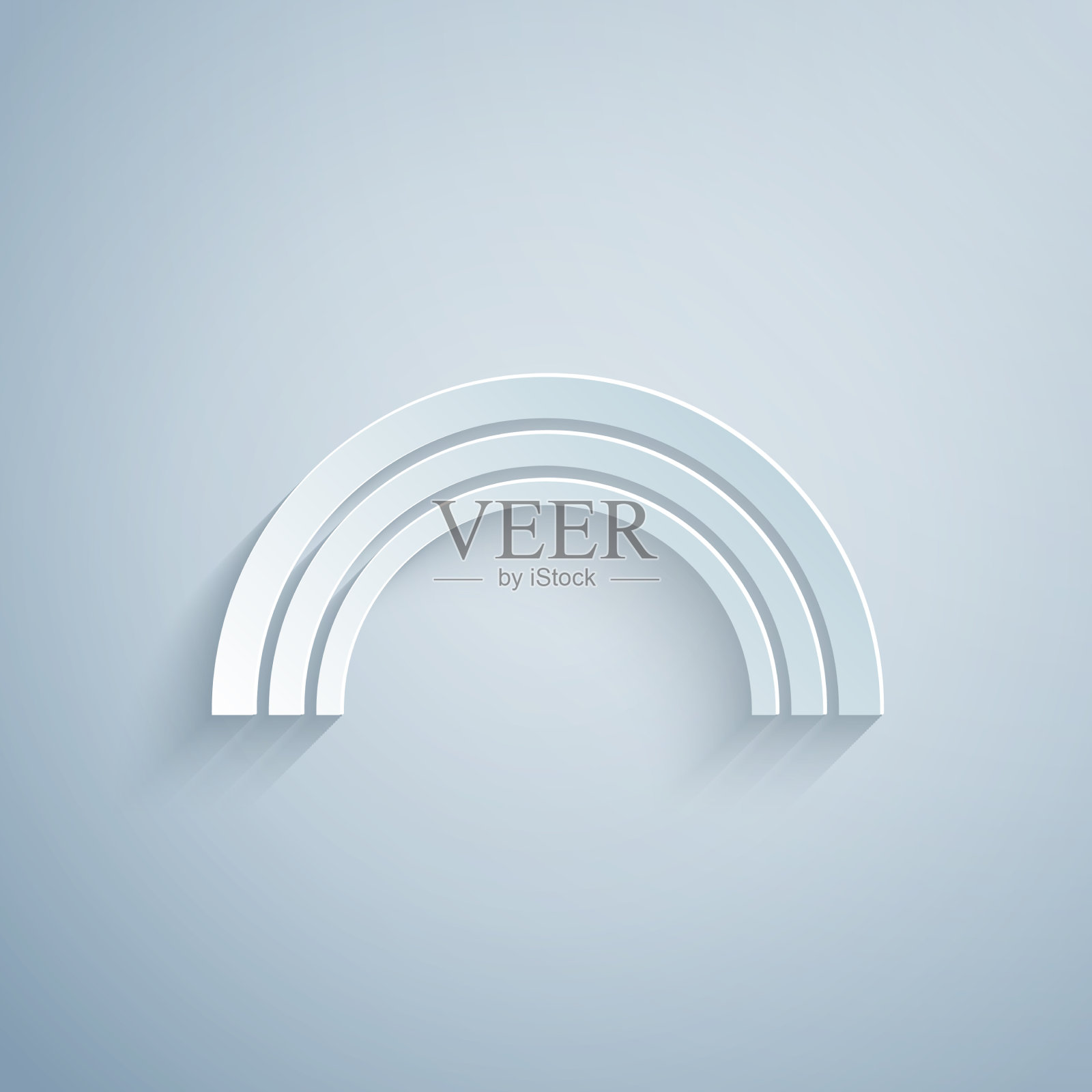 剪纸彩虹图标孤立在灰色背景插画图片素材