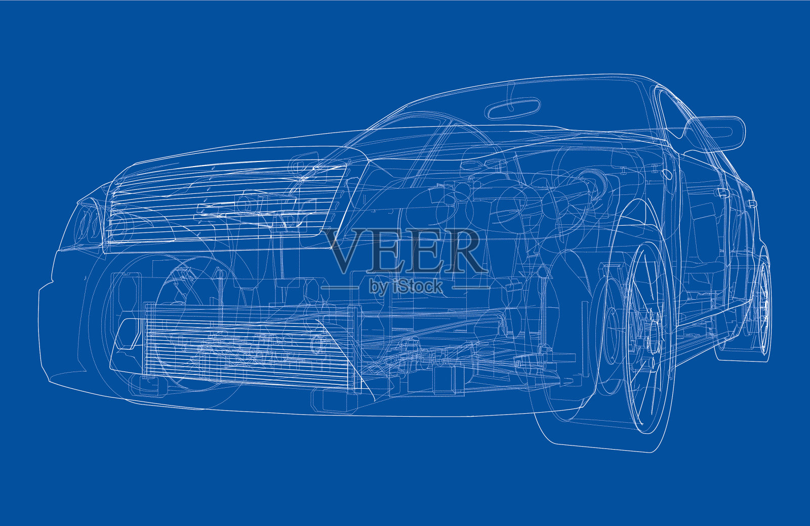 电动汽车与底盘渲染3d插画图片素材