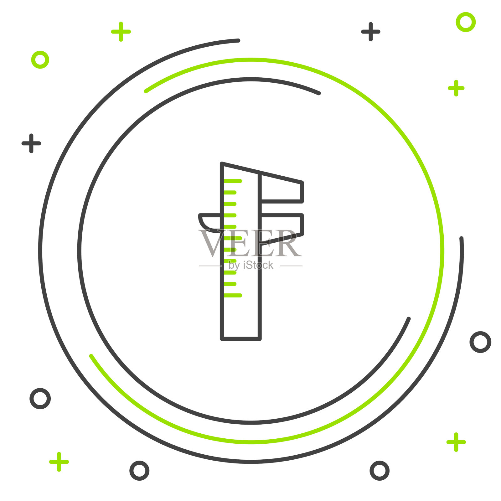 线卡尺或卡尺和刻度图标隔离插画图片素材