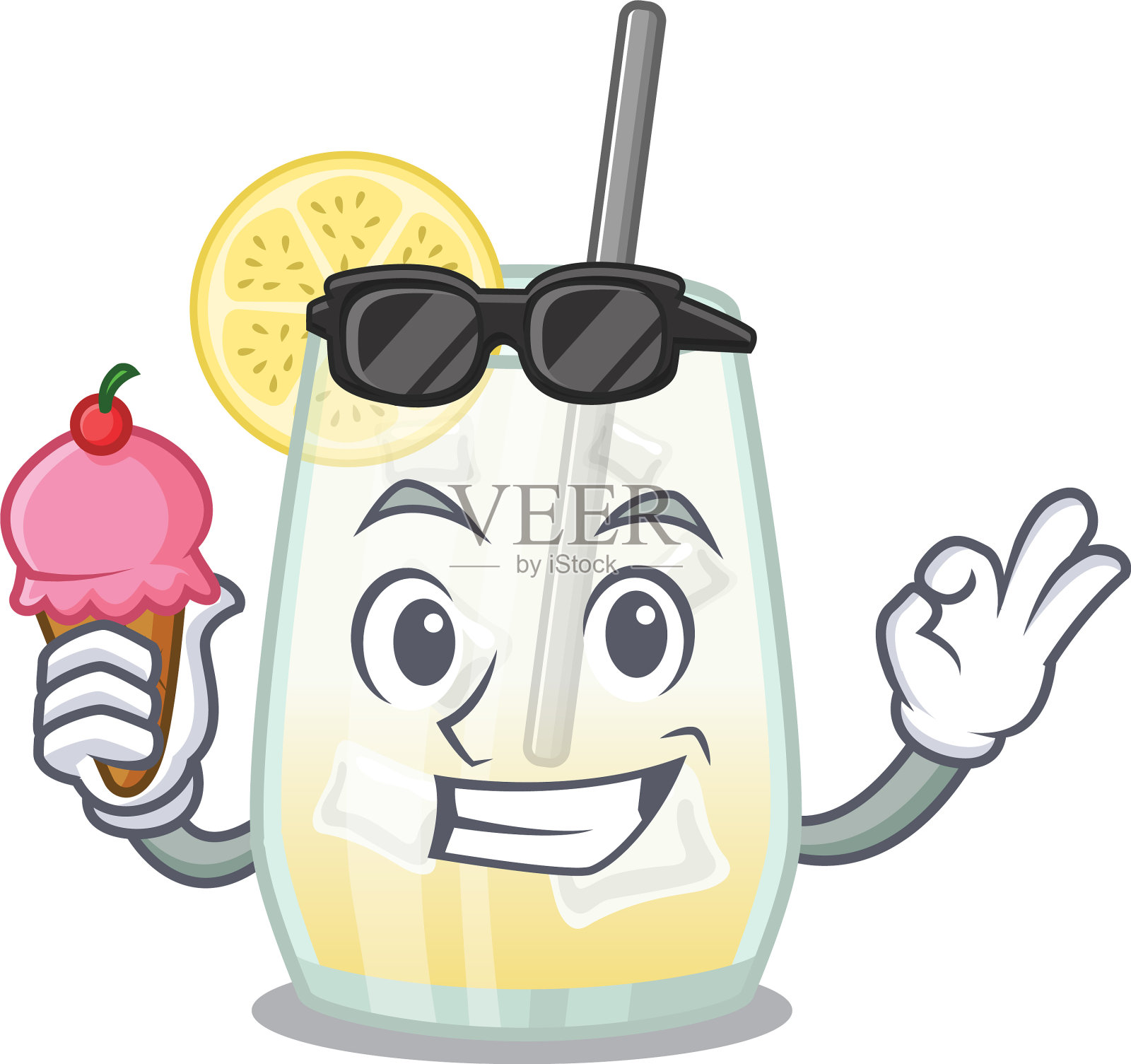 汤姆·柯林斯拿着鸡尾酒的漫画设计元素图片