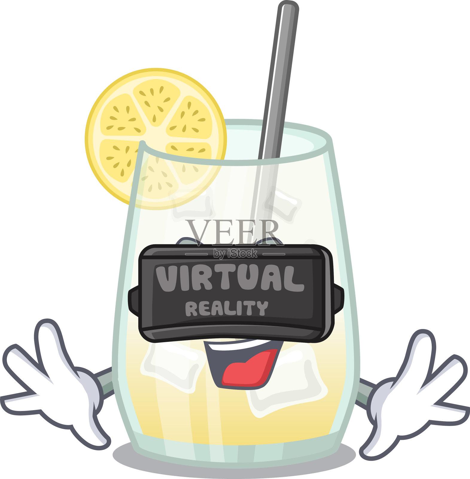 一个卡通形象的汤姆柯林斯鸡尾酒使用设计元素图片