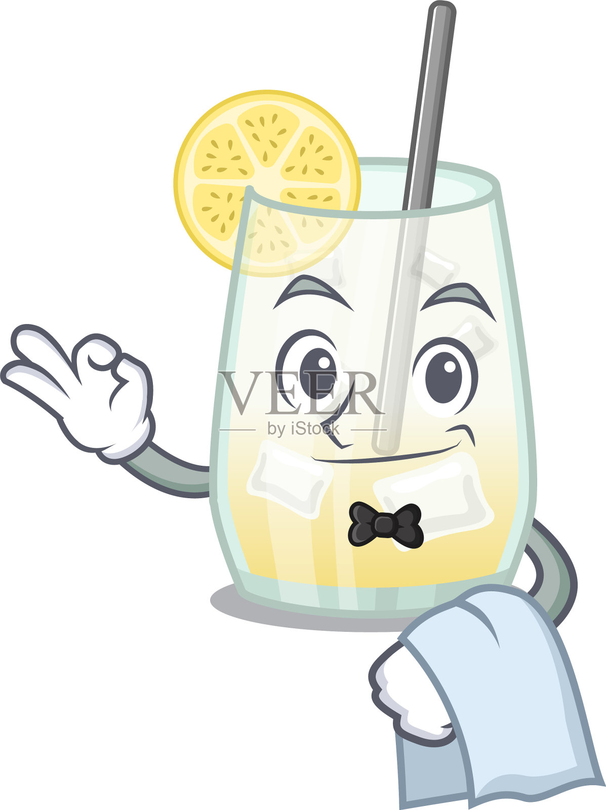 汤姆·柯林斯的漫画鸡尾酒侍者设计元素图片