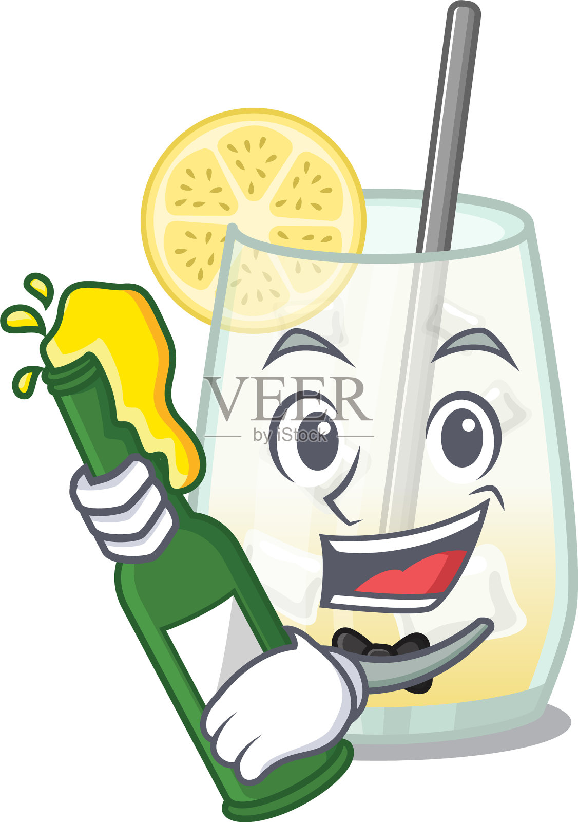 漫画设计概念汤姆柯林斯鸡尾酒设计元素图片