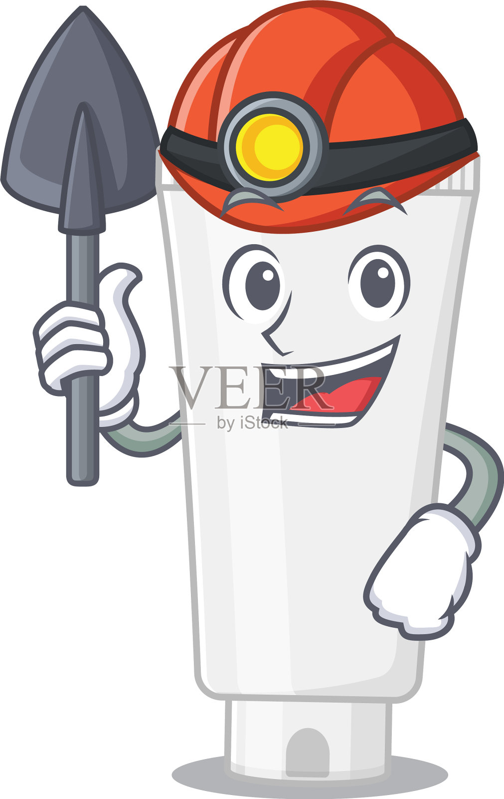 沐浴露卡通作为一个矿工与工具和头盔设计元素图片