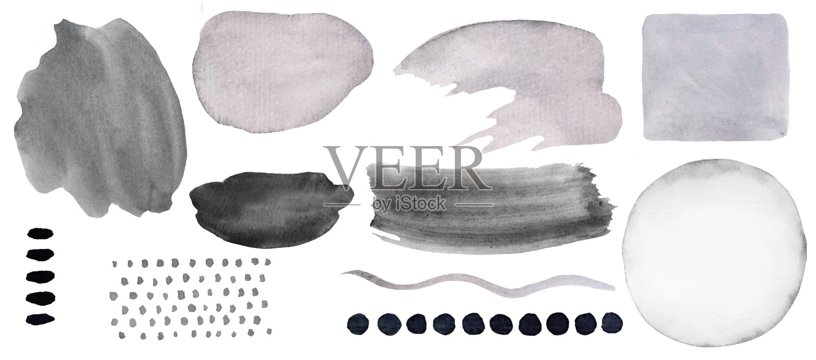水彩灰色绘制抽象元素插画图片素材