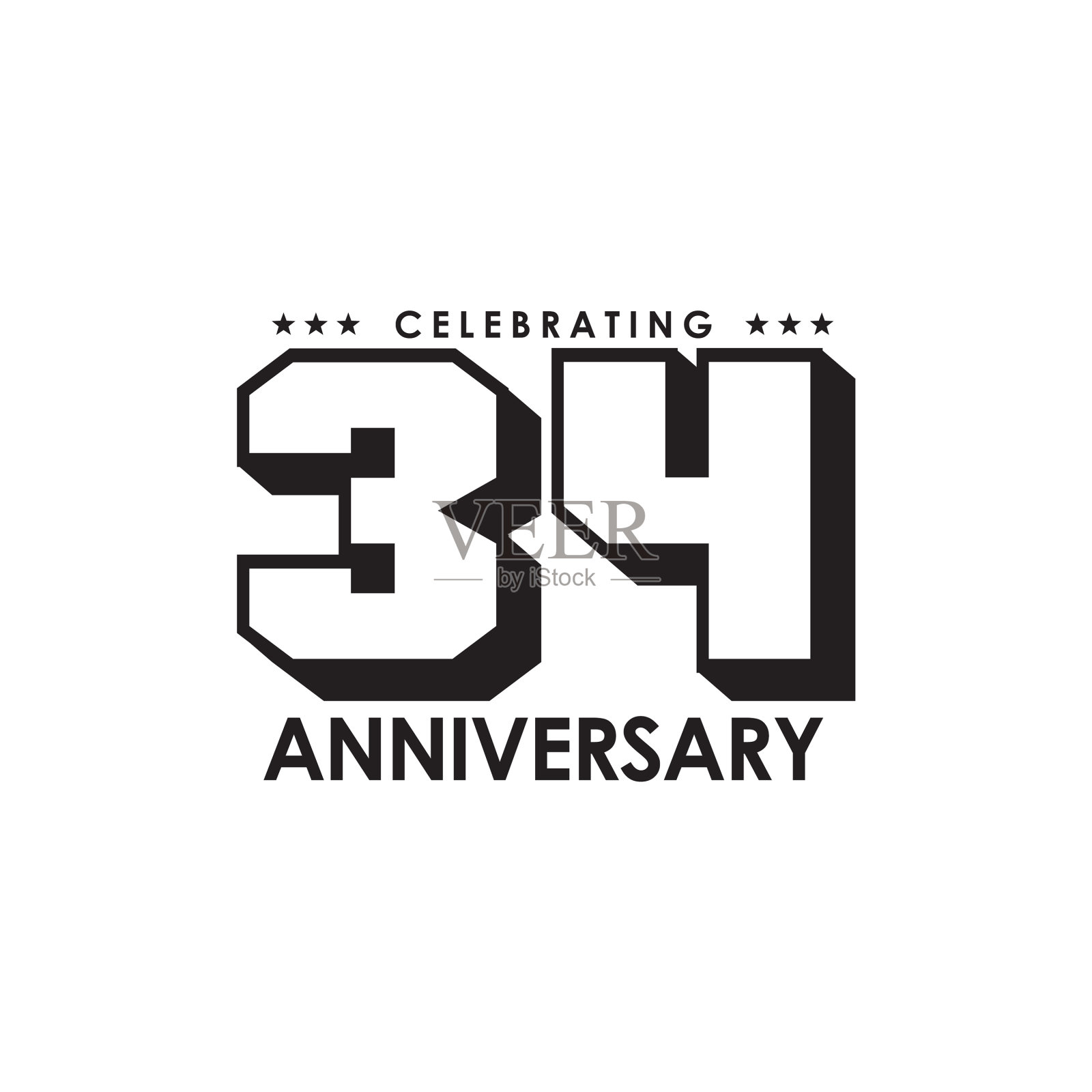 34周年庆祝标志设计插画图片素材