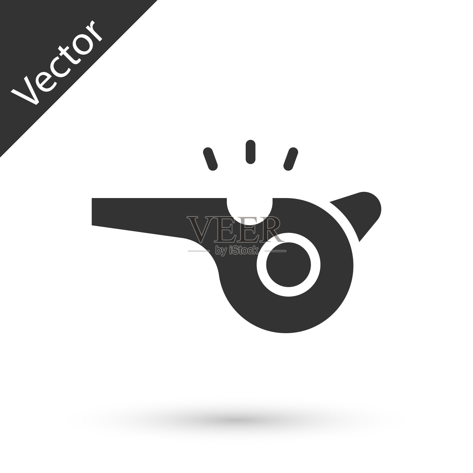 灰色哨子图标孤立在白色背景。裁判的象征。健身和运动标志。向量插画图片素材