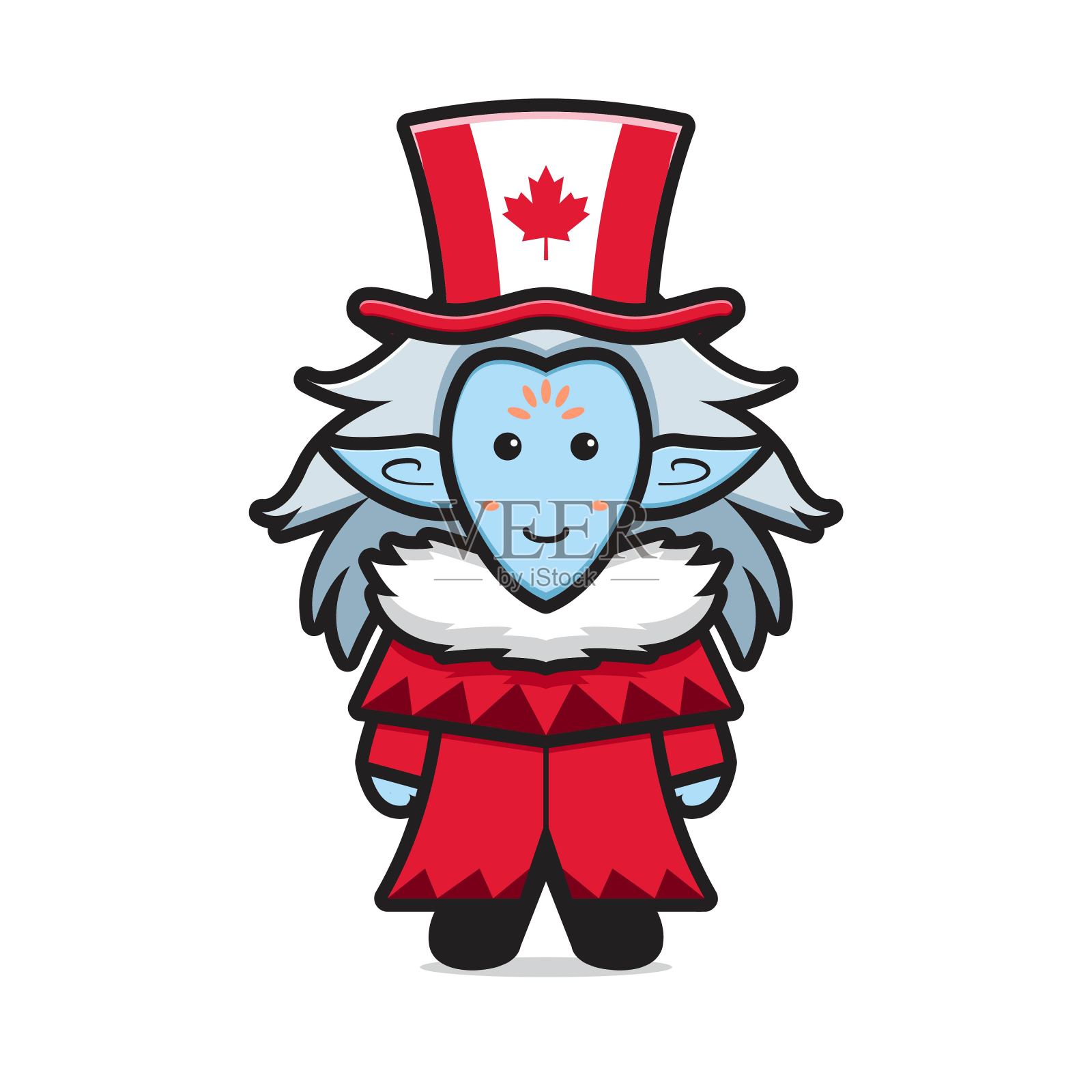 可爱的冰精灵人物庆祝加拿大日卡通矢量图标插图设计元素图片