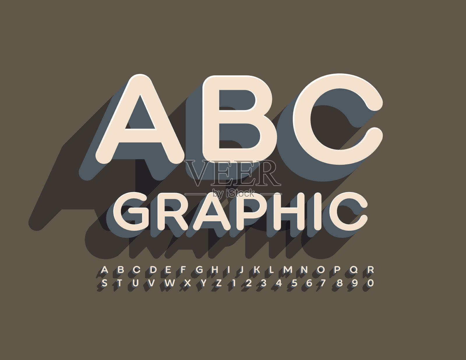 矢量时尚字母。3D复古字体插画图片素材