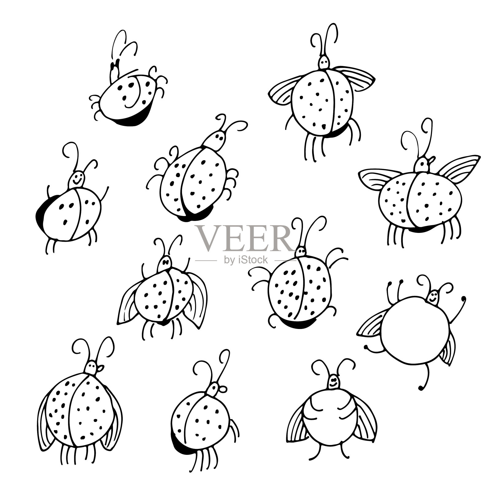 可爱的瓢虫卡通昆虫插画图片素材
