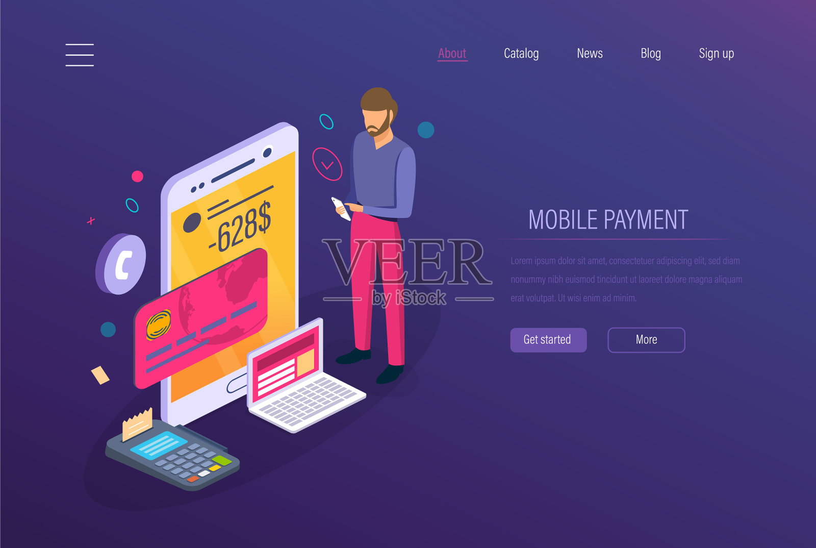 移动支付数字营销电子商务插画图片素材