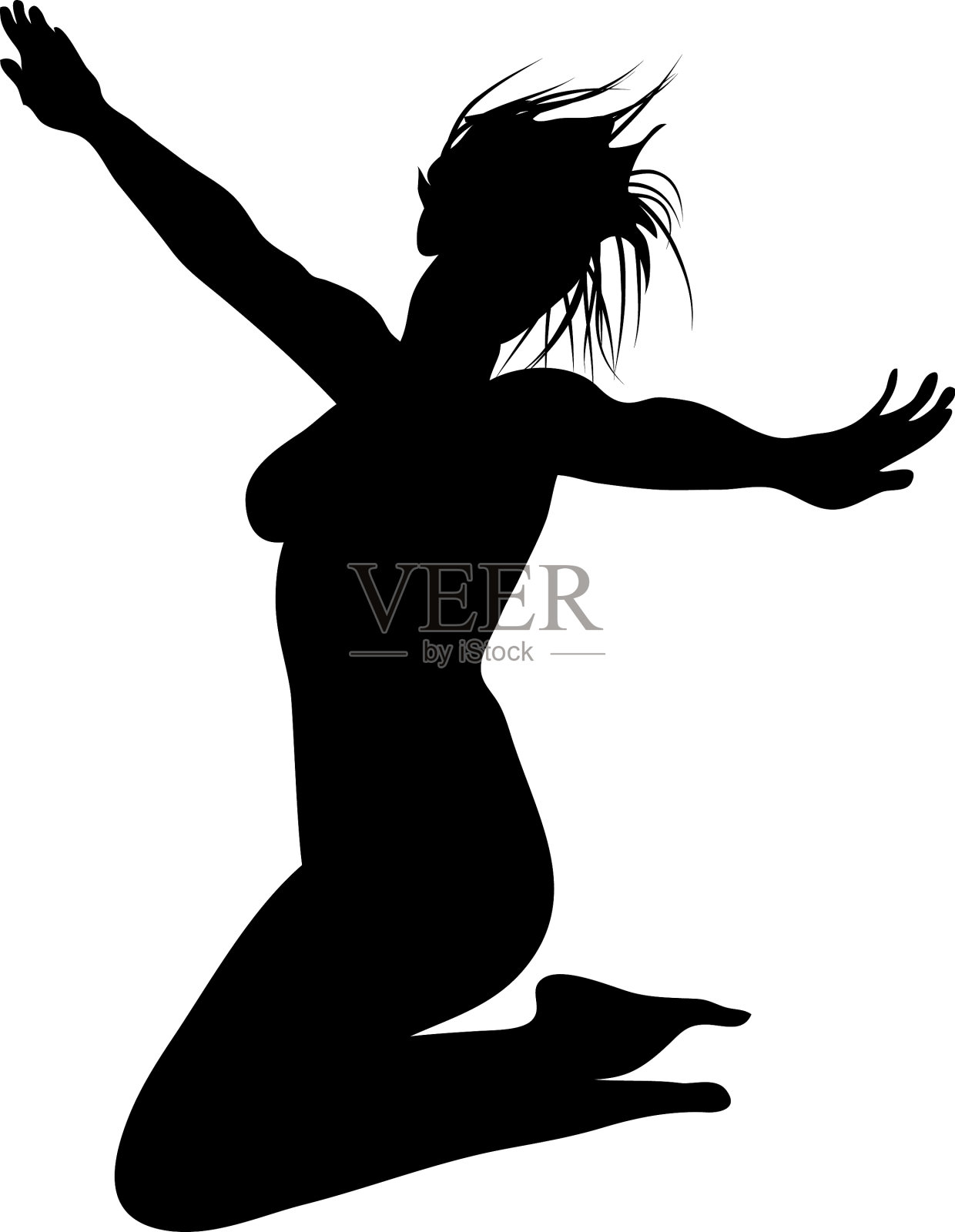 女孩跳轮廓设计元素图片