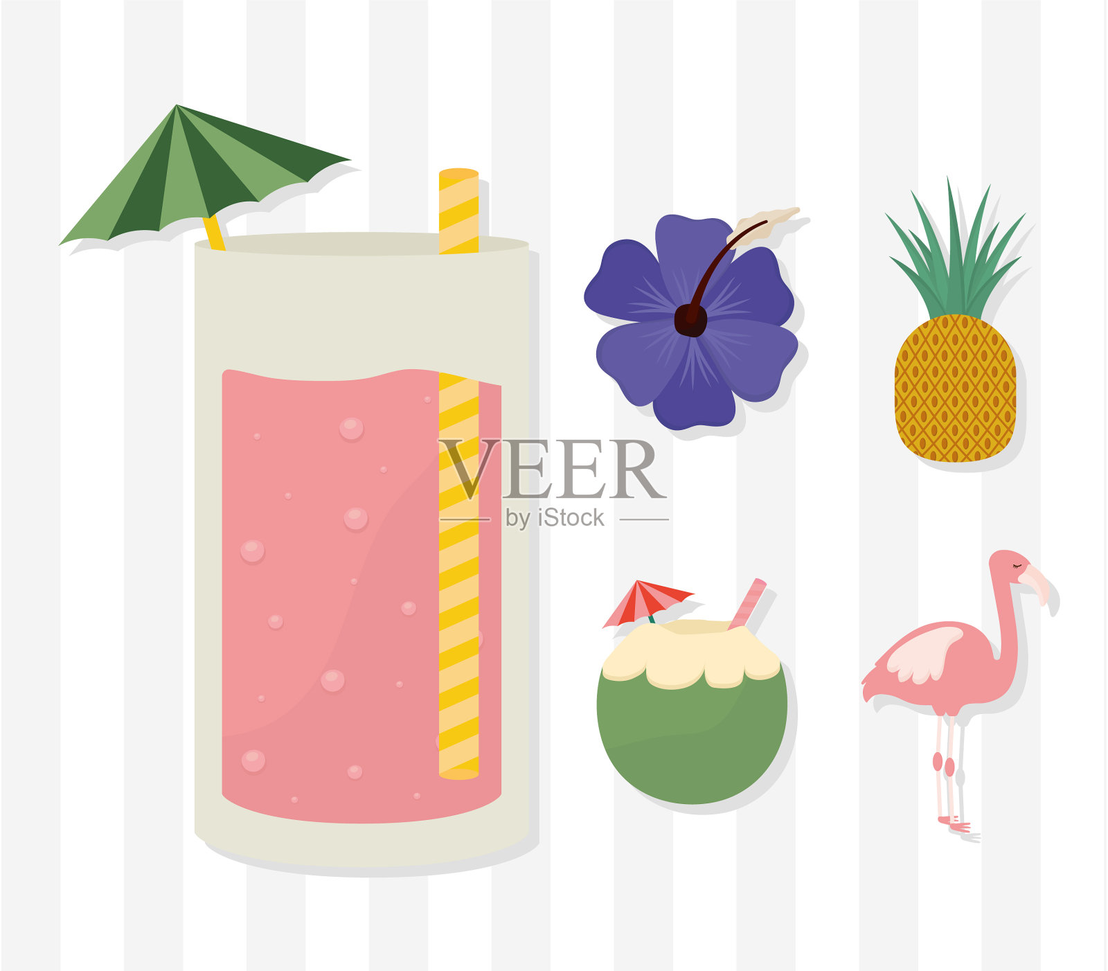 五个夏天图标插画图片素材