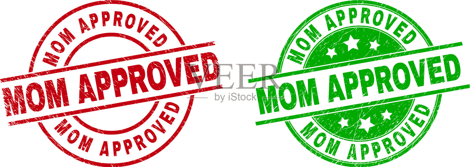 妈妈同意用腐蚀的圆形封条插画图片素材