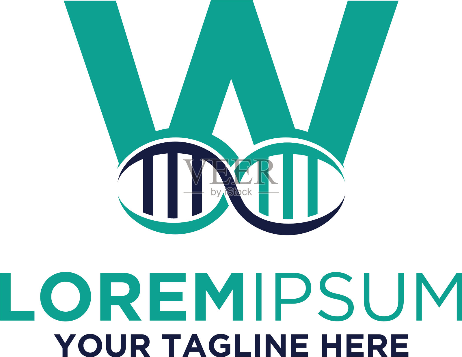 字母w与DNA标志设计插画图片素材