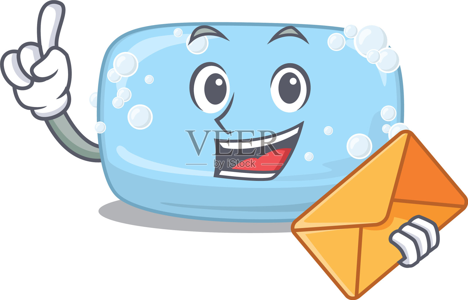 想象一个愉快的肥皂漫画有一个信封设计元素图片