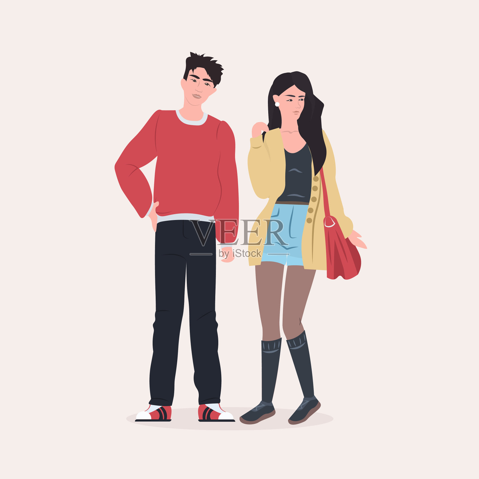 漂亮女人男人夫妻站在一起男性插画图片素材