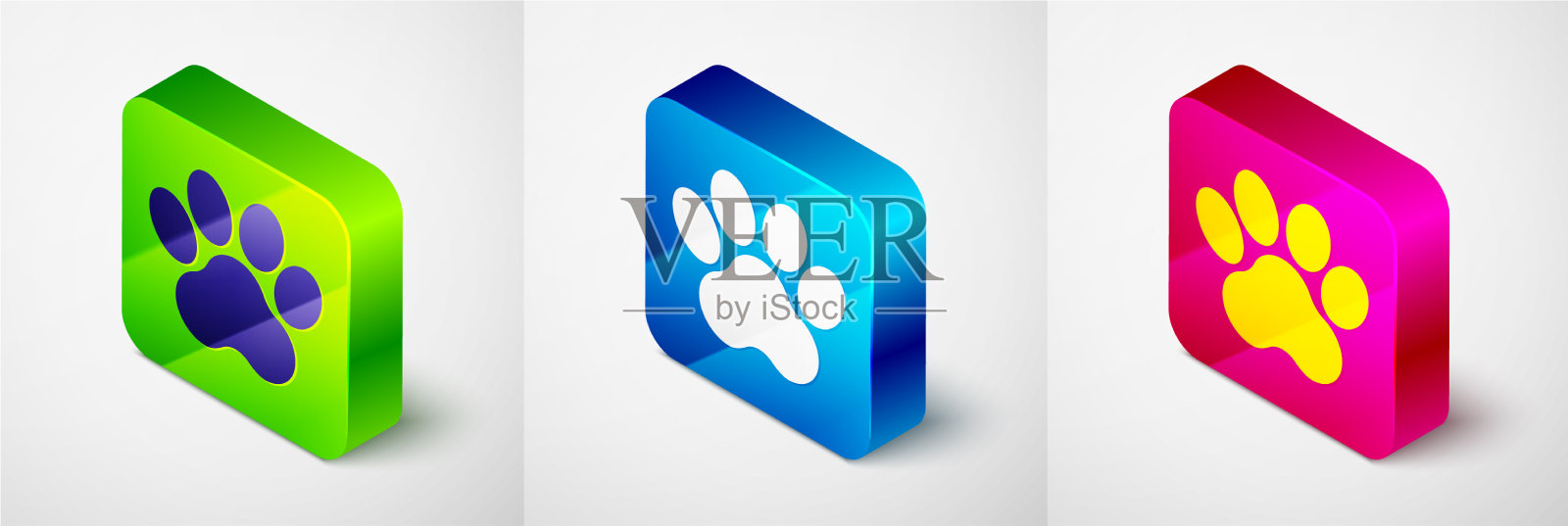 等距爪印图标孤立在灰色图标素材