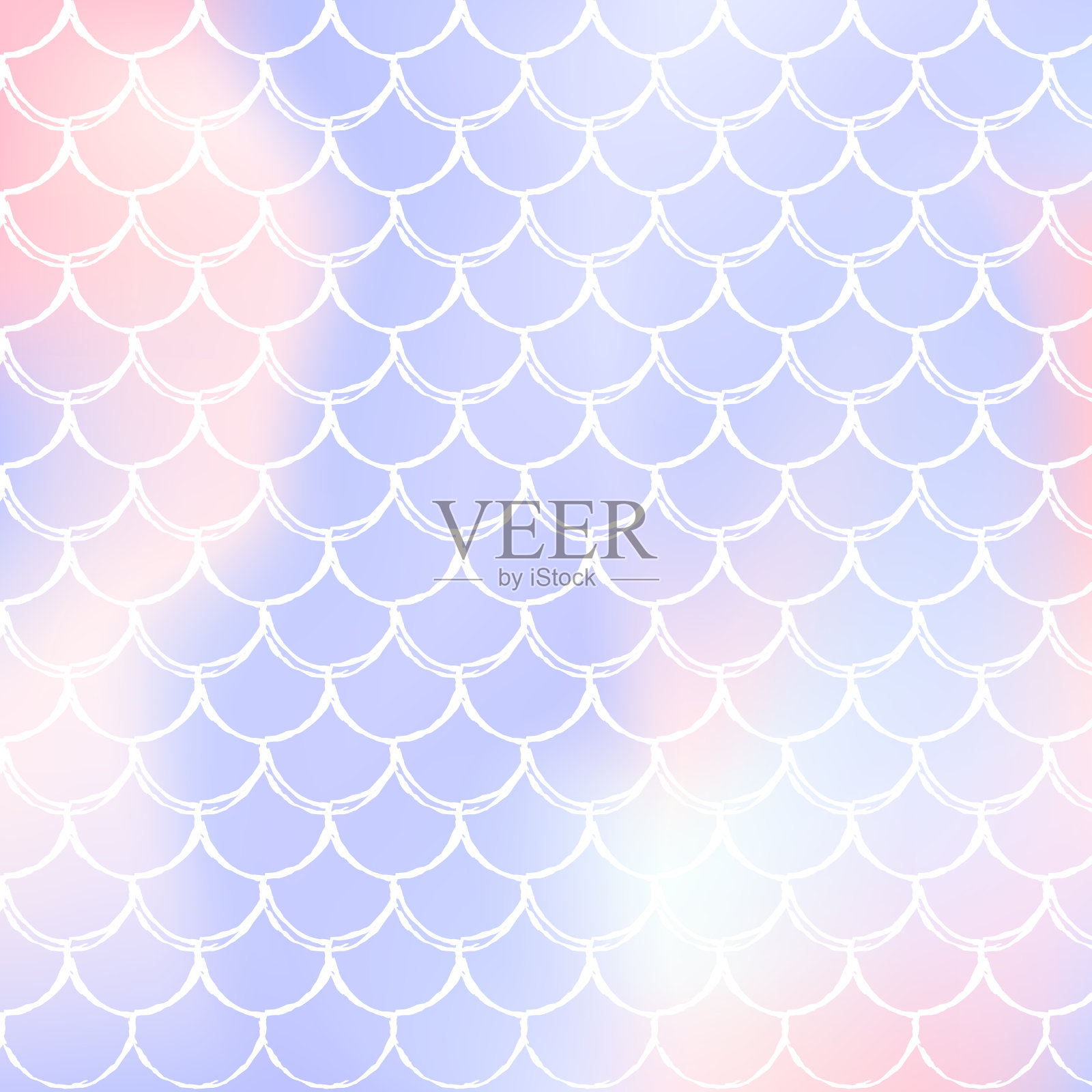 梯度美人鱼背景与全息尺度。插画图片素材