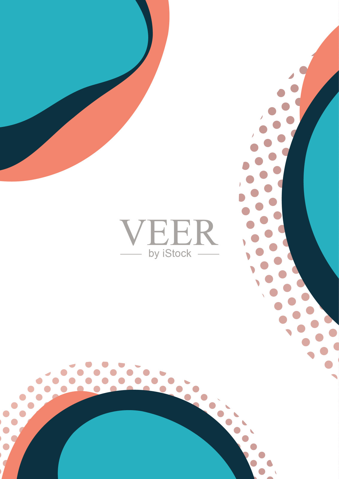 重叠的圆形形状和圆点的抽象动态组成。现代风格的几何背景，简约的设计元素。向量插画图片素材