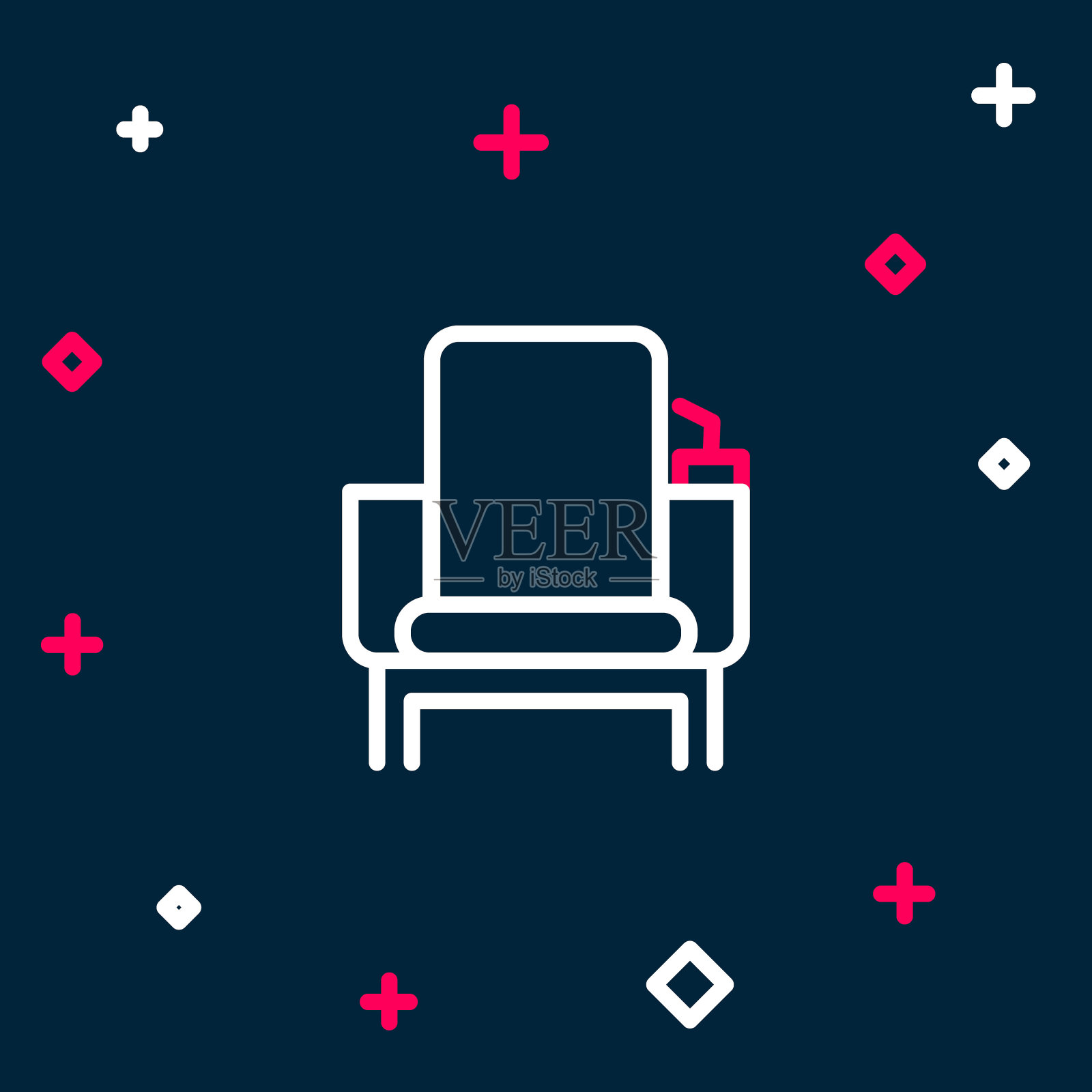 线影院椅子图标孤立在蓝色背景。色彩斑斓的轮廓的概念。向量插画图片素材