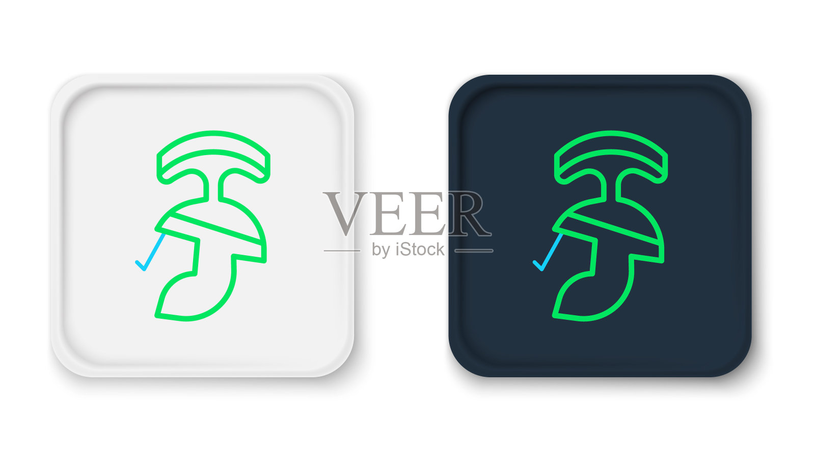 在白色背景上孤立的罗马军队头盔图标。色彩斑斓的轮廓的概念。向量图标素材