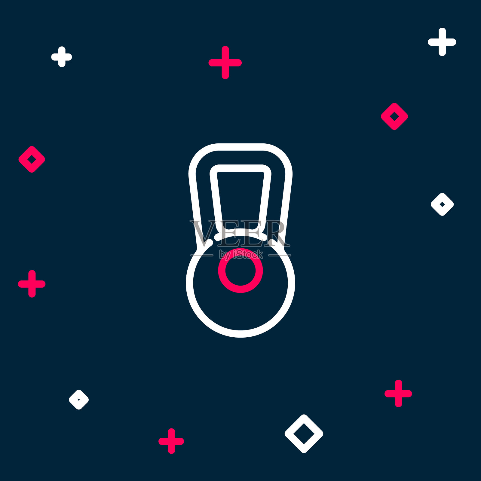 线壶铃图标孤立在蓝色背景。运动设备。色彩斑斓的轮廓的概念。向量图标素材