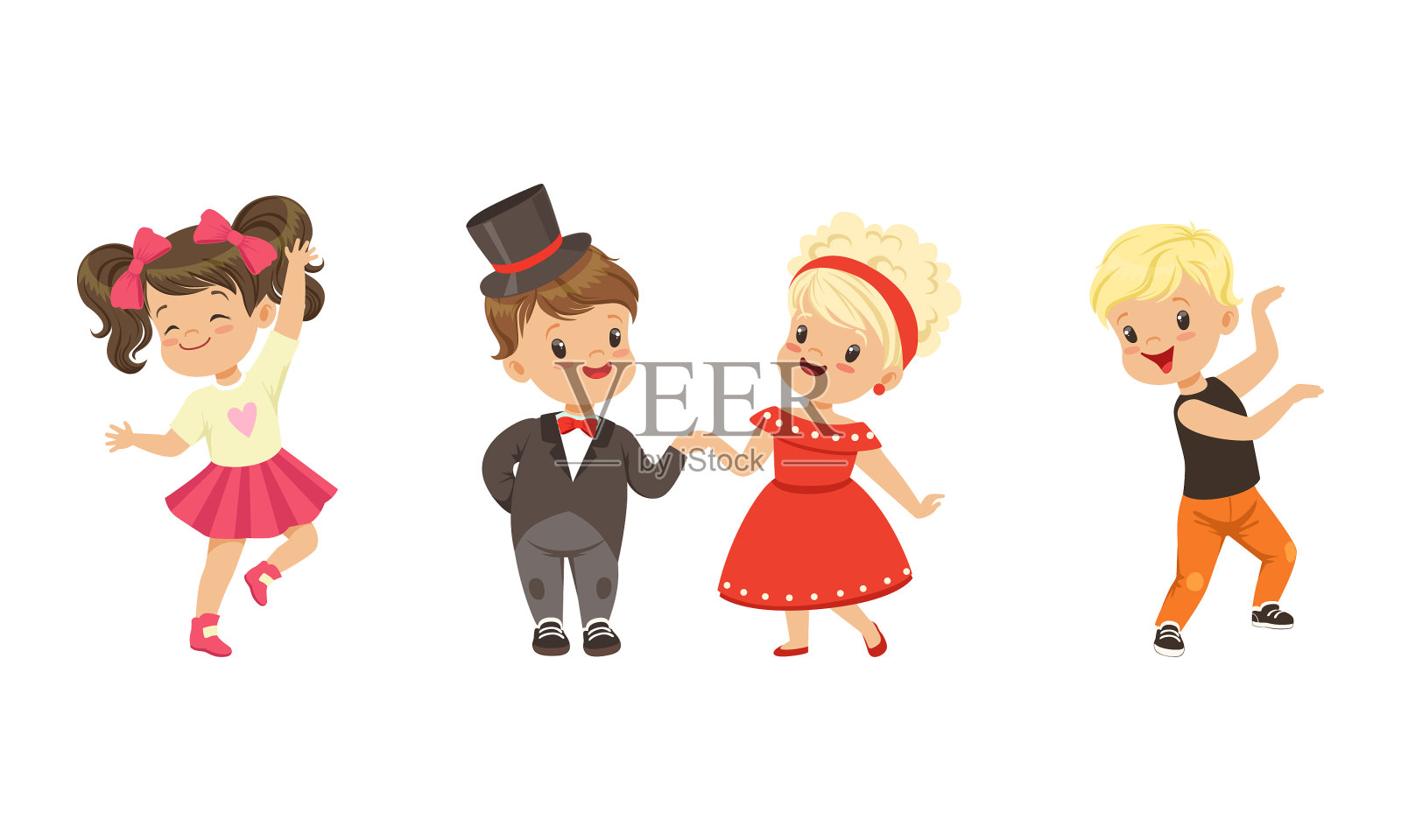 小男孩和小女孩成对地跳舞设计元素图片