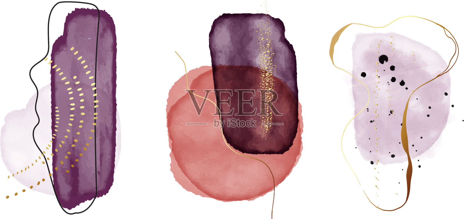 几何水彩圆形室内装饰插画图片素材