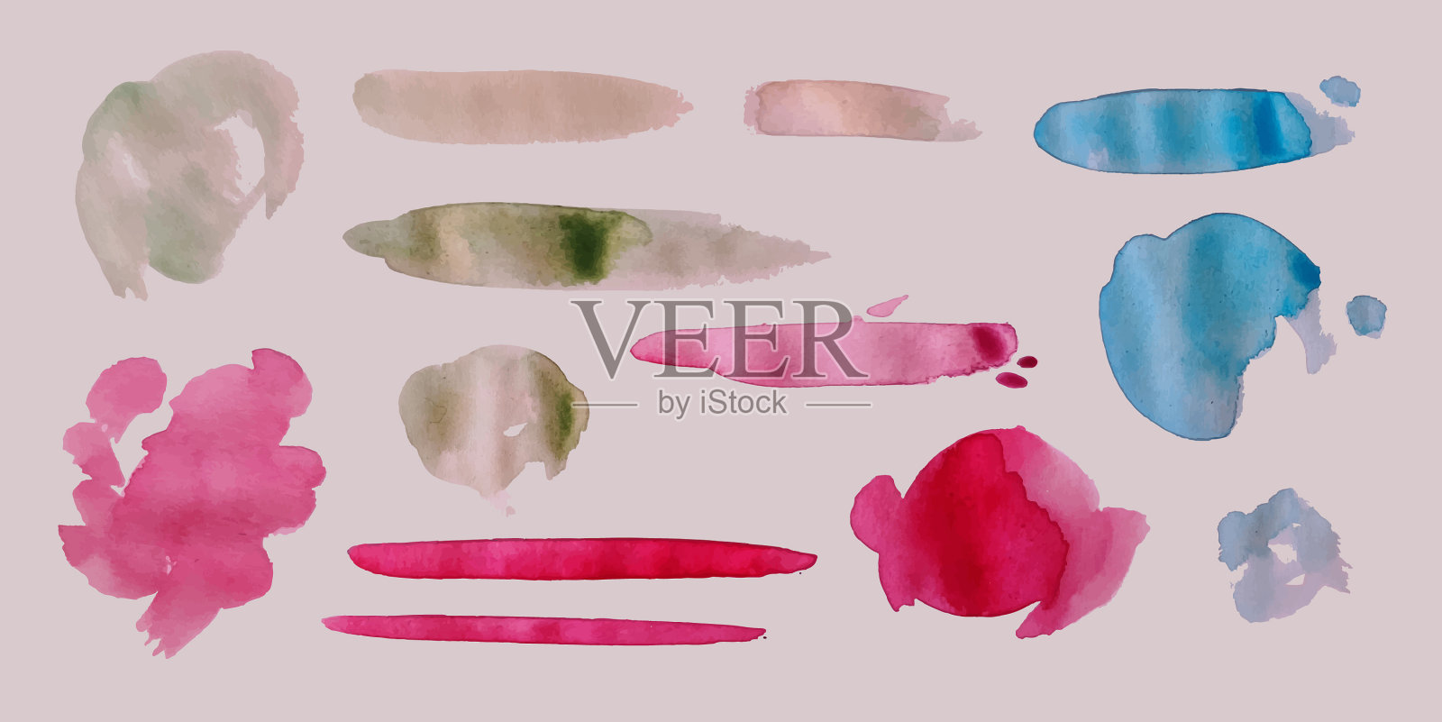 手绘水彩污渍收集插画图片素材