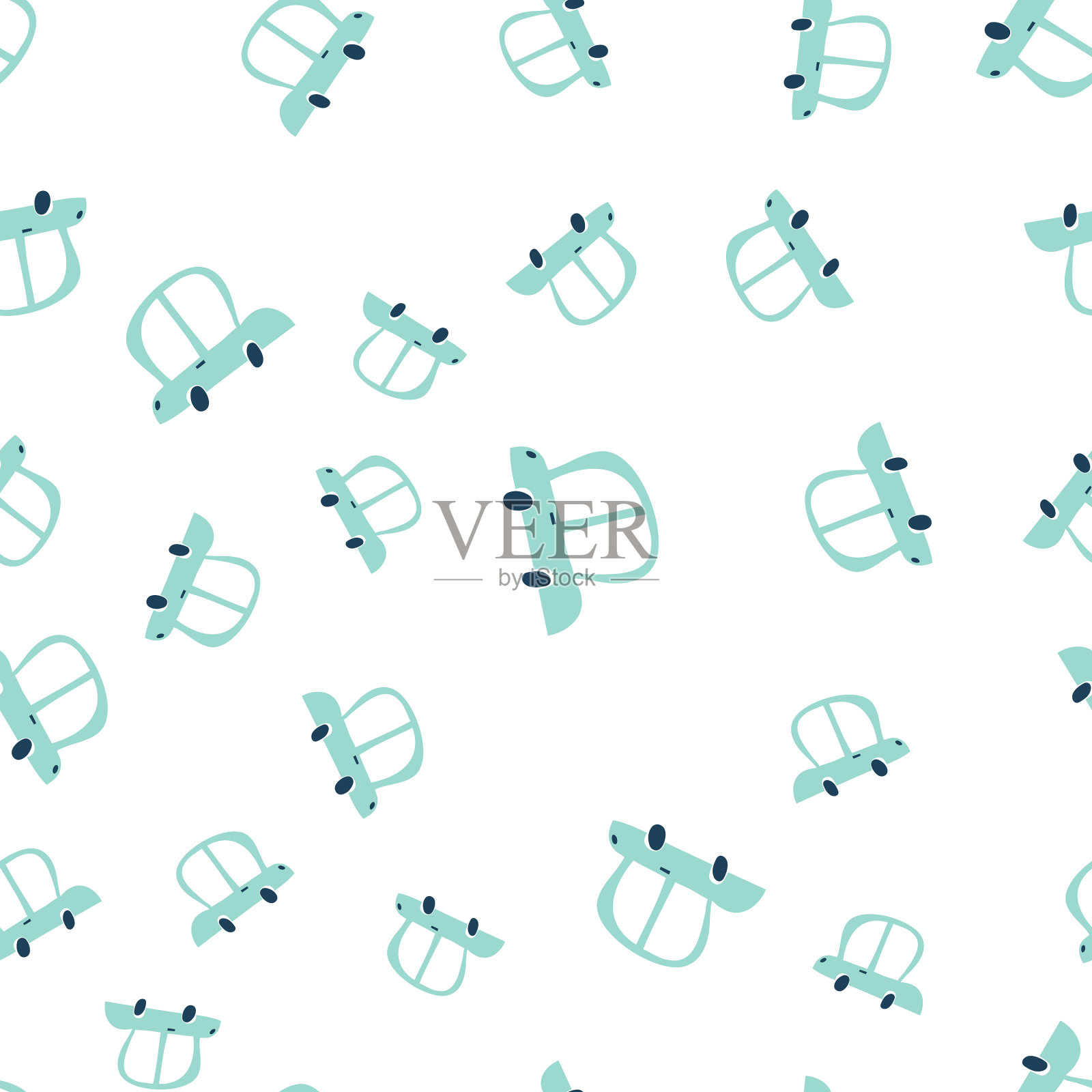 彩色涂鸦斯堪的纳维亚汽车插画图片素材