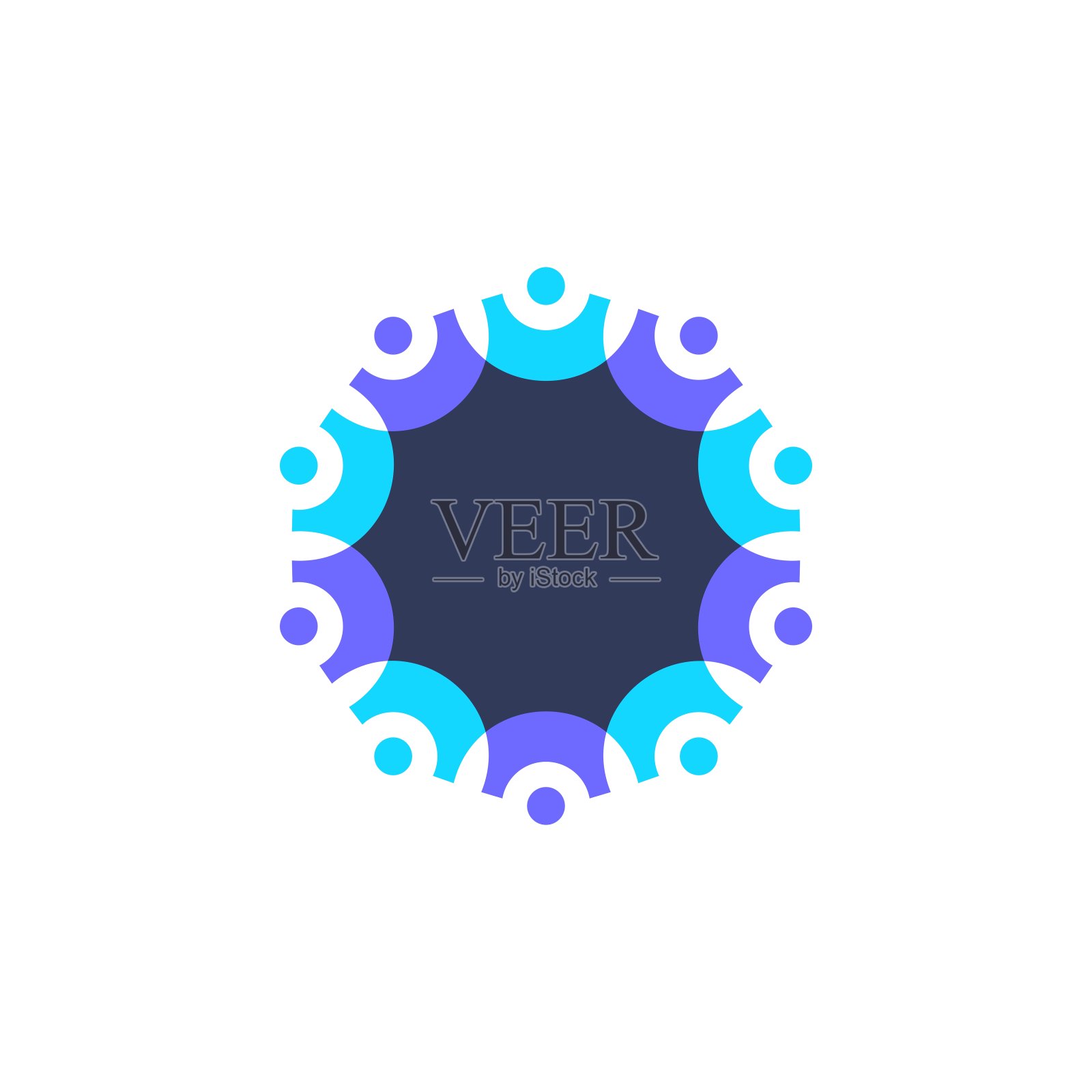 十人重叠家庭团队工作多样性矢量图标插图图标素材