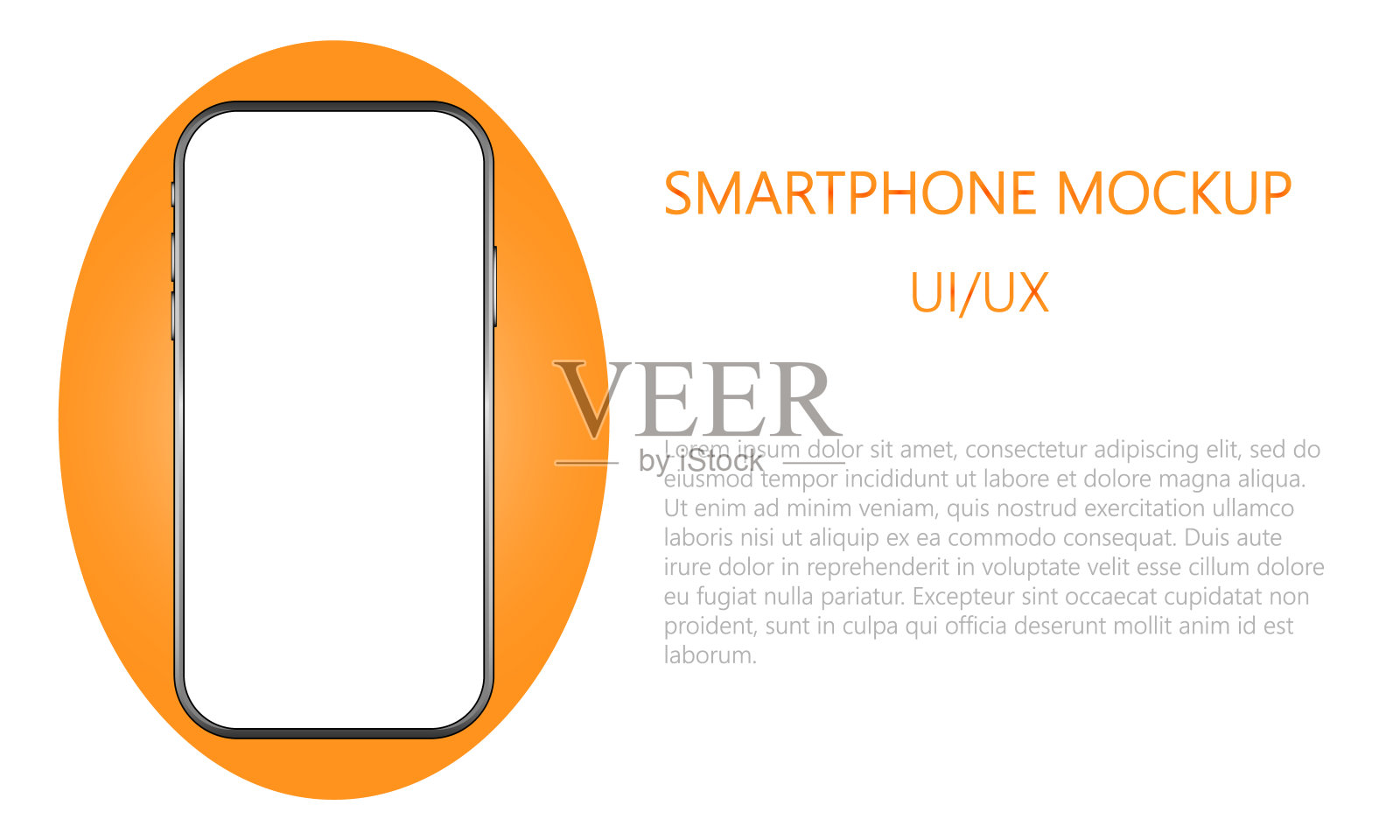 真实的智能手机模型与空白屏幕。插画图片素材