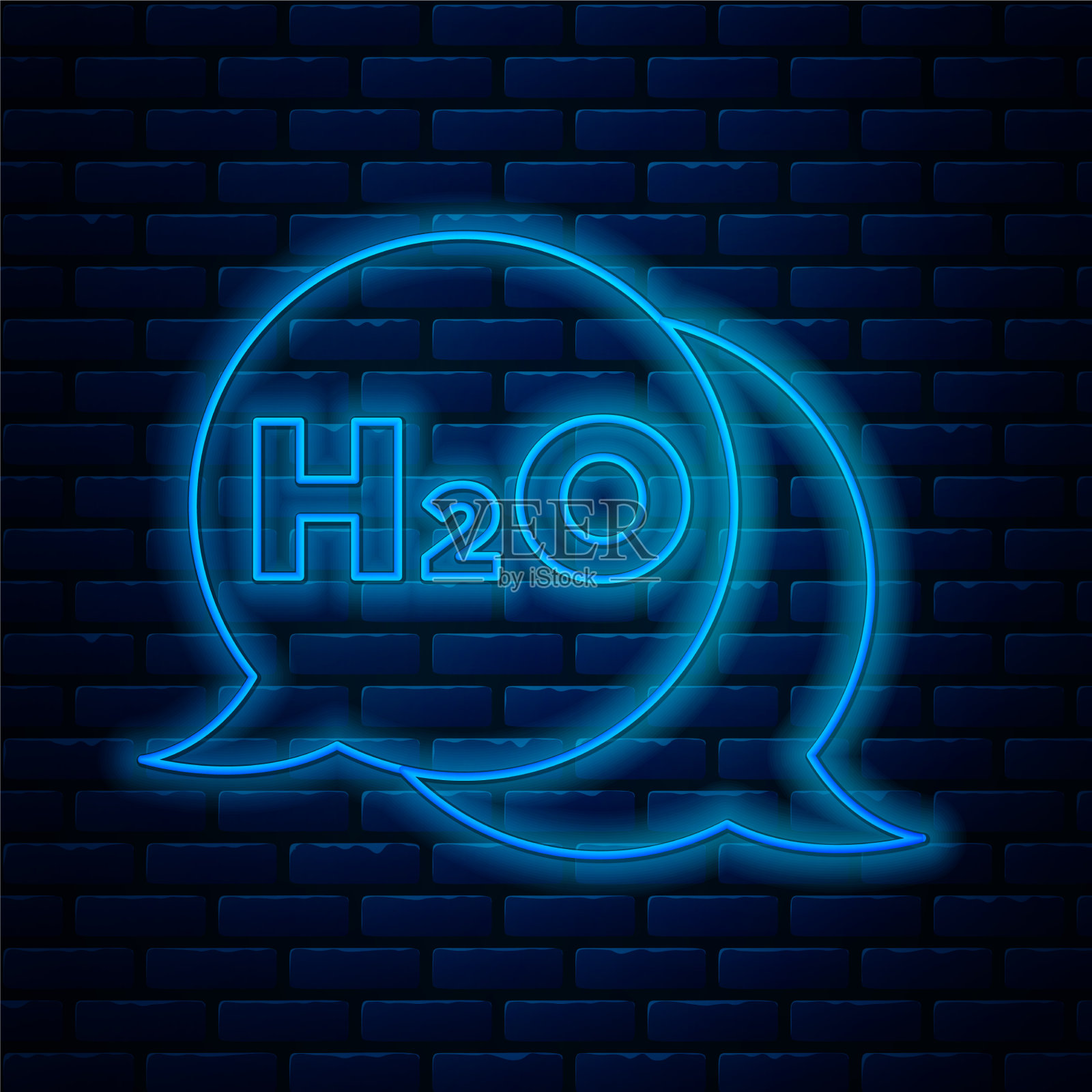 发光氖线水滴的化学公式插画图片素材