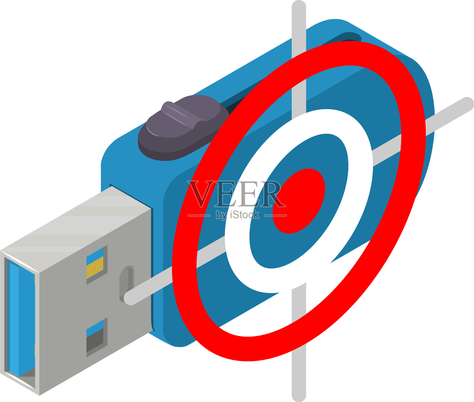 泄漏数据图标等距样式插画图片素材