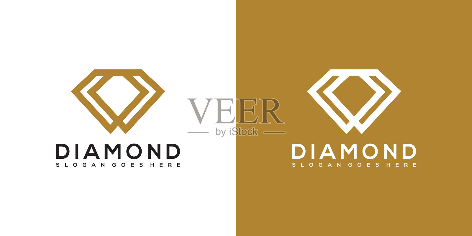 钻石标志设计单线插画图片素材