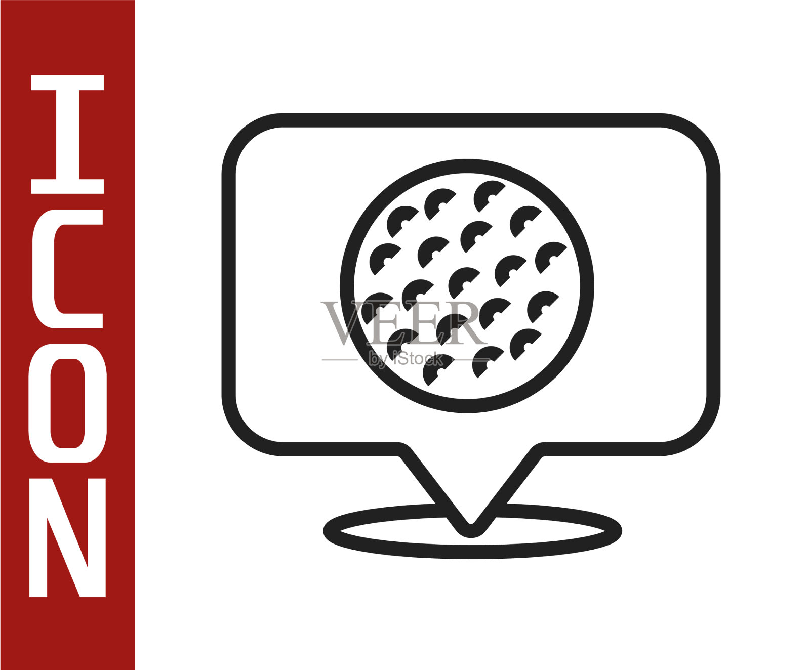 黑色线高尔夫标签图标孤立在白色插画图片素材