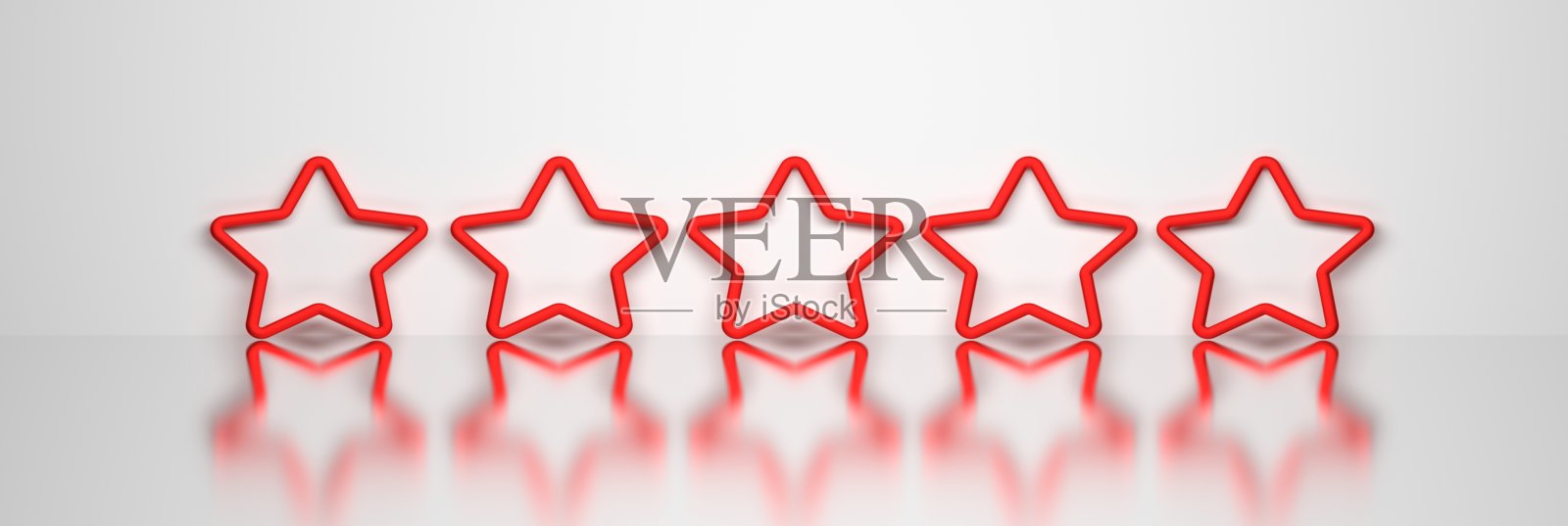 一面有五颗五颗红星的宽横幅在镜子上闪闪发光照片摄影图片