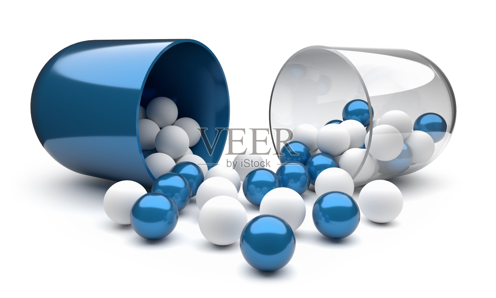 医用胶囊状药丸孤立在白色背景上。三维渲染照片摄影图片