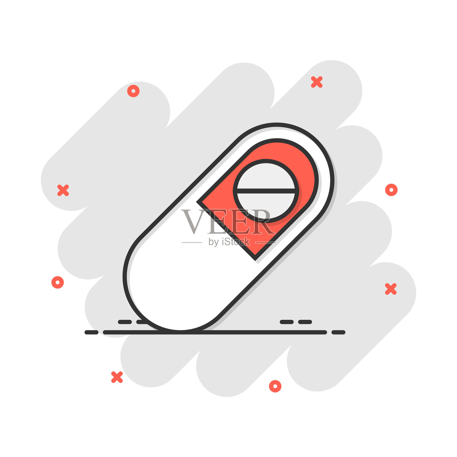 卡通胶囊药丸平板图标在漫画风格图标素材