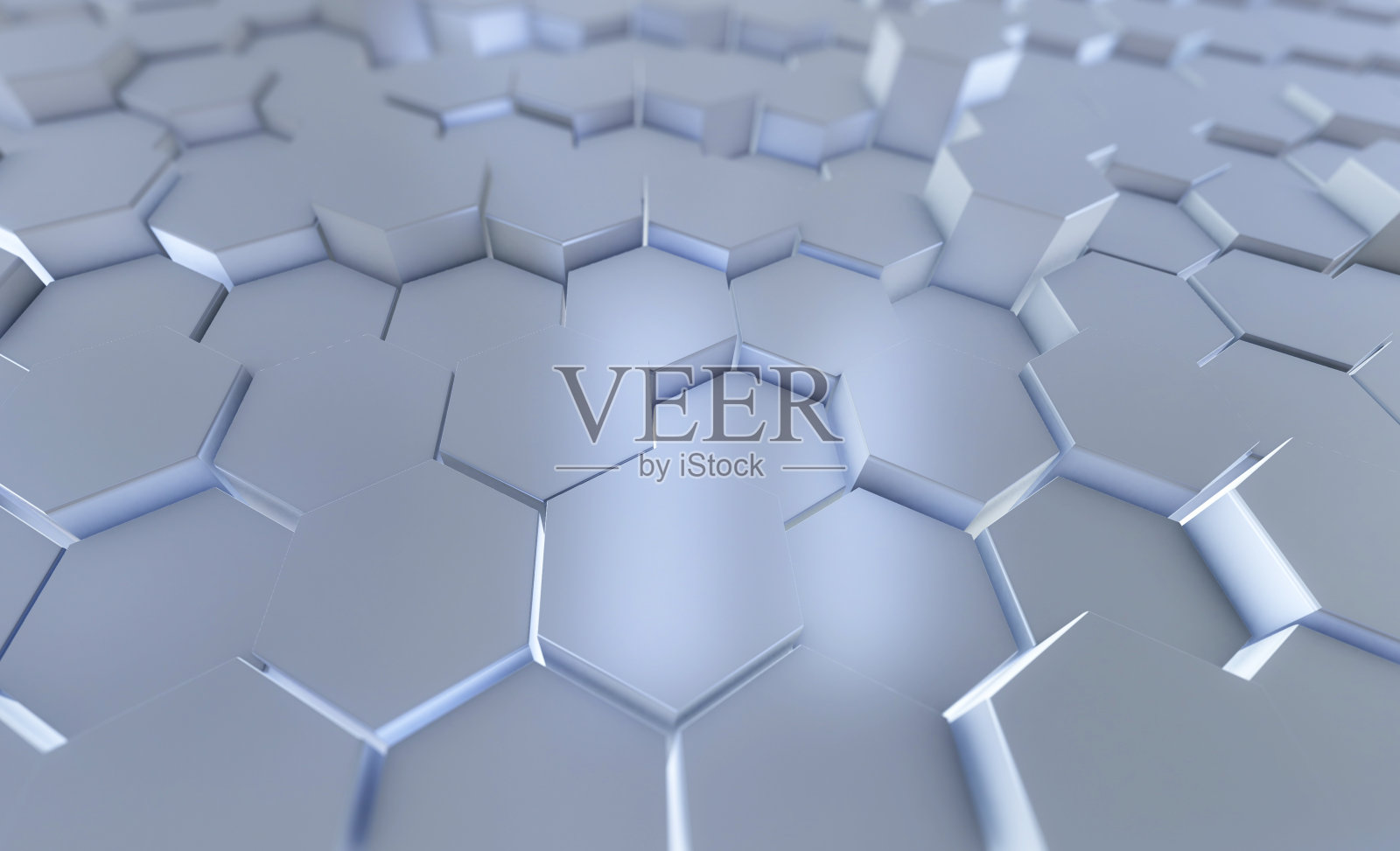 无缝3d渲染中的表面变形六边形。抽象的设计背景。计算机生成的过程。照片摄影图片