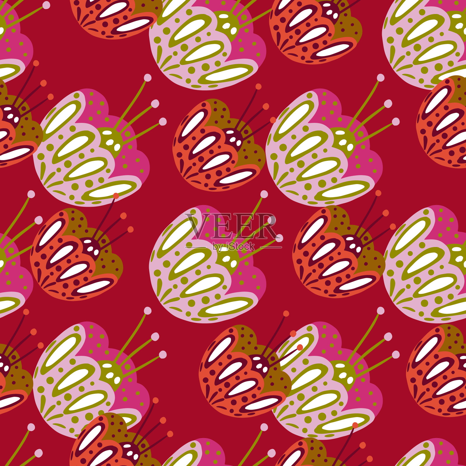 创意自然无缝图案与装饰民俗插画图片素材