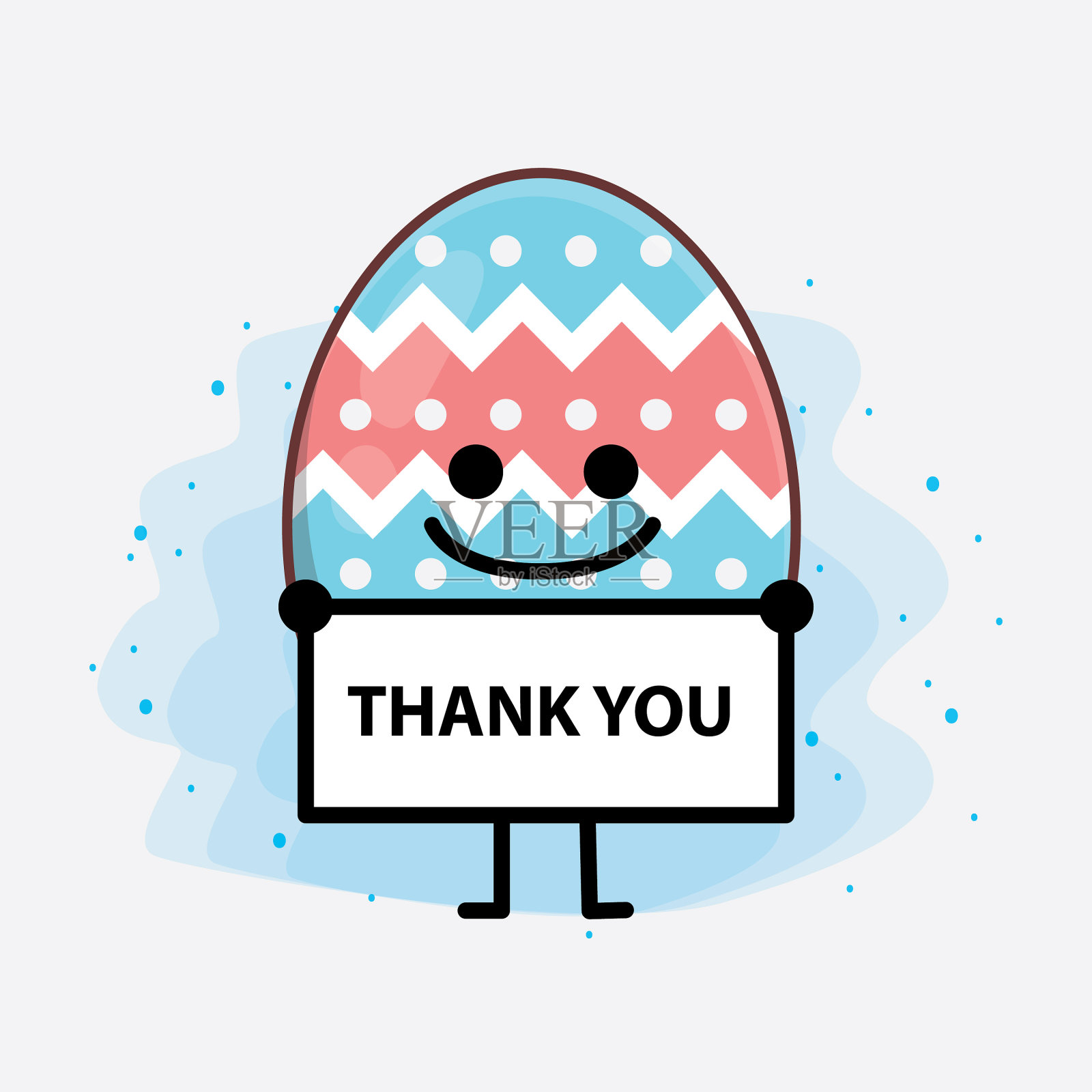 复活节彩蛋可爱的人物与简单的脸手插画图片素材