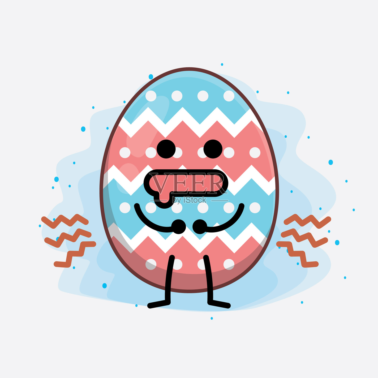 复活节彩蛋可爱的人物与简单的脸手插画图片素材